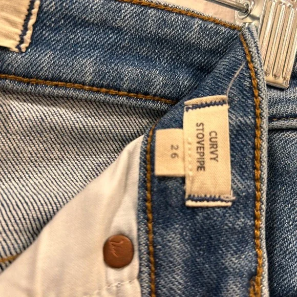 Madewell Curvy Stovepipe Jeans High Rise Straight Leg Medium Wash Blue 26 - Picture 6 of 13